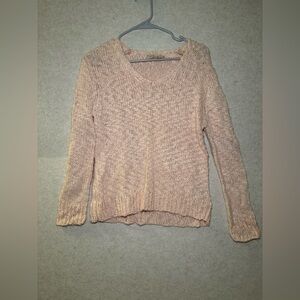 Philosophy Light Pink Knit V Neck Sweater, Women Size S